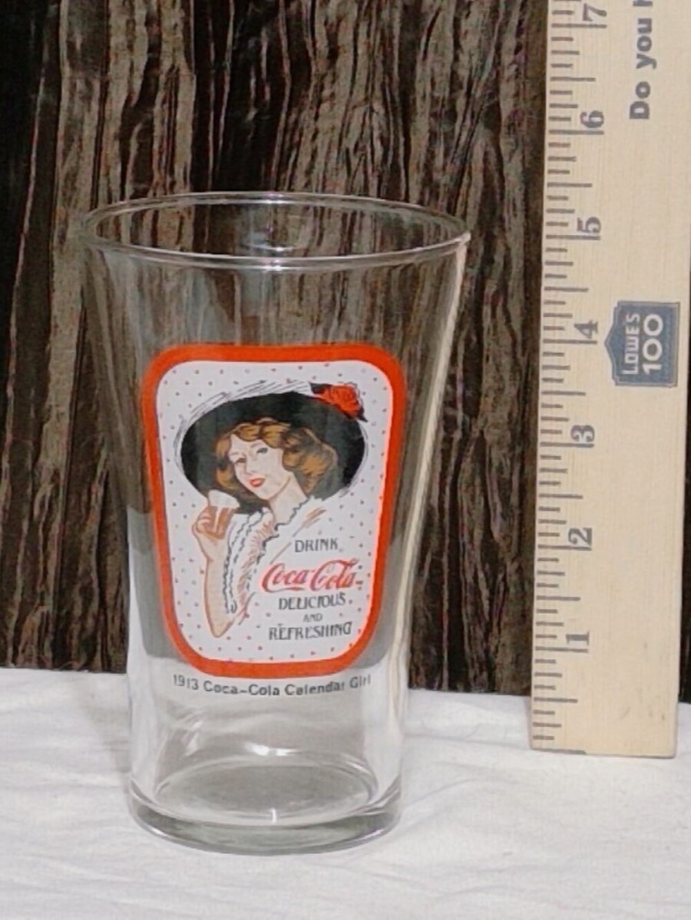 Vintage Coca-Cola Drinking Glass with Retro Advertising